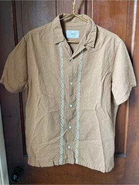 Folk men’s large short sleeve button down shirt